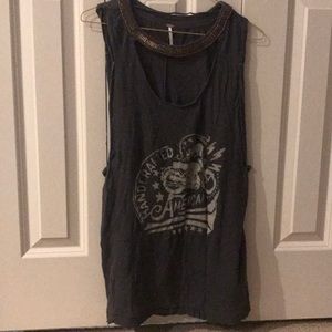 Distressed moto free people tank - never worn